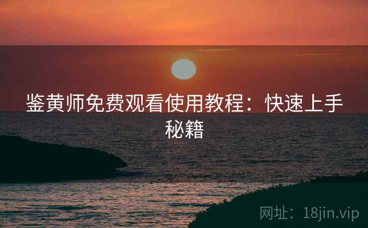 鉴黄师免费观看使用教程：快速上手秘籍